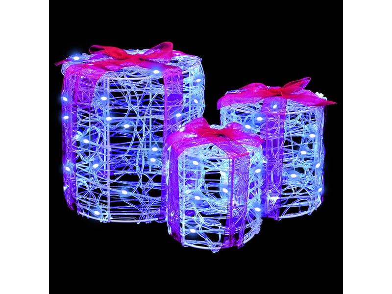 Décoration de boîte cadeau 3 pc bleu 20 x 20 x 21 cm acrylique cf61907 - Conforama E