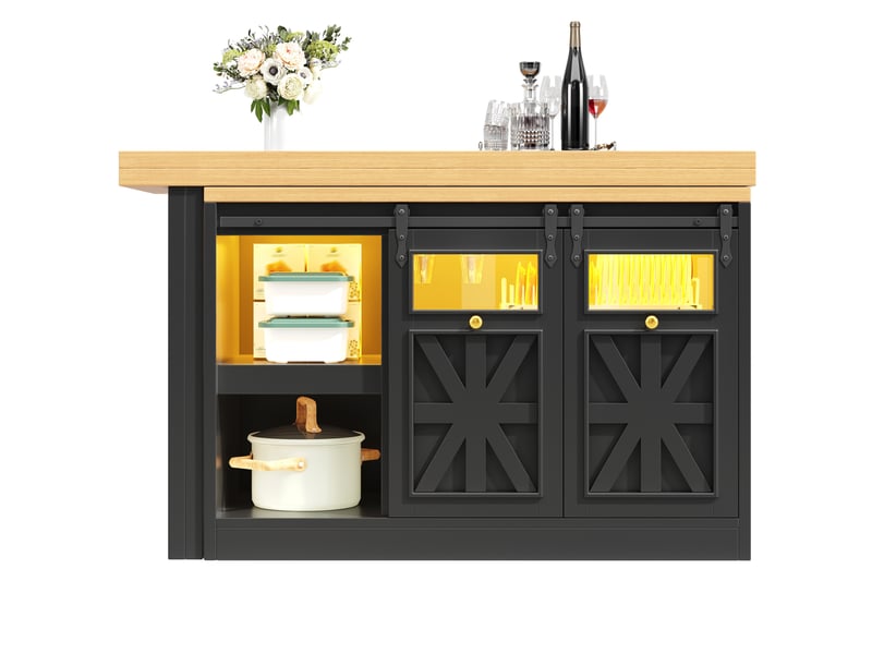  Îlot de cuisine 3-en-1 extensible et pivotant 120-197x40x72 cm noir  - Conforama D
