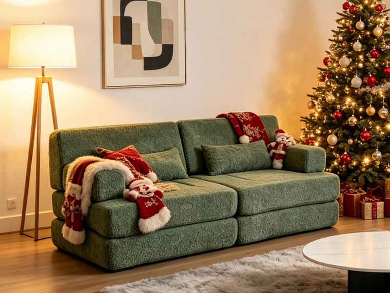 Canapé droit, canapé convertible 2 en 1, velours chenille, armature en fer, assise réglable pour salon, chambre ou bureau, 2 places, 80 x 90 x 182 cm, vert - Conforama B