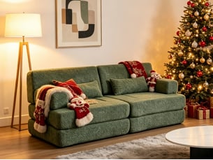 Canapé droit, canapé convertible 2 en 1, velours chenille, armature en fer, assise réglable pour salon, chambre ou bureau, 2 places, 80 x 90 x 182 cm, vert