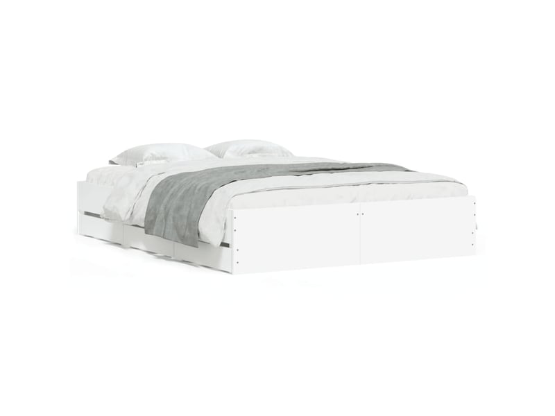  Lit double- lit adulte -  cadre de lit avec tiroirs sans matelas blanc 150x200 cm  - Conforama A