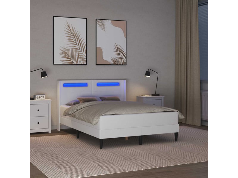 Lit double- lit adulte -  cadre de lit avec bandes led blanc 120 x 190 cm simili cuir  - Conforama C