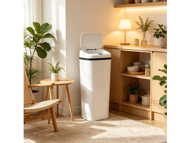  Poubelle de cuisine automatique 50 l 33 x 25 x 84 cm - blanc - ouverture par capteur sans contact  - Conforama B