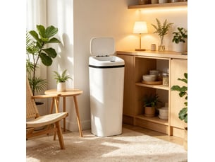 Poubelle de cuisine automatique 50 l 33 x 25 x 84 cm - blanc - ouverture par capteur sans contact