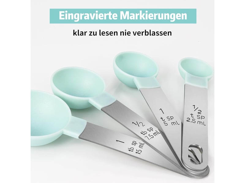  Lot de 8 tasses à mesurer et cuillères à mesurer avec poignées en acier inoxydable, outil de mesure pour liquides et solides, ustensiles de cuisson - green  - Conforama C