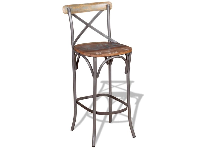  Tabouret de bar, chaise de bar bois de récupération massif  - Conforama E