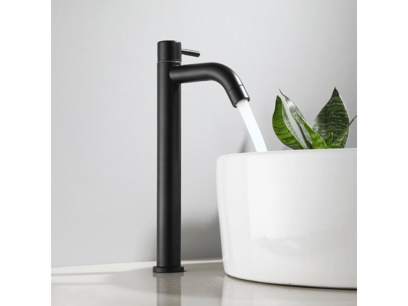  Noir，robinet de lavabo, robinet mitigeur lavabo haut de salle de bains avec bec haut, mitigeur avec raccordement eau froidechaud  - Conforama C