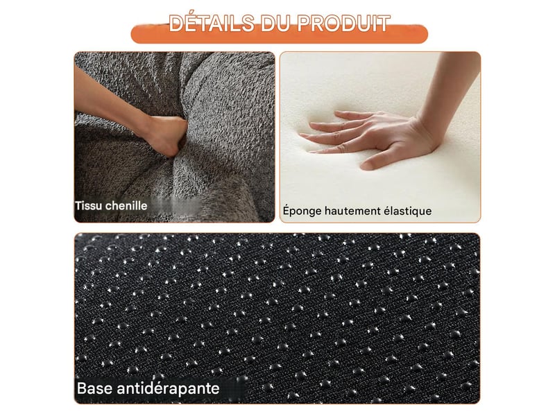  Canapé convertible 1 place en tissu chenille gris W3349P344000 - Conforama E