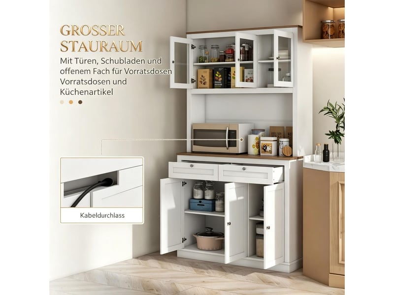 Buffet rangements ouverts bahut étagères ouvertes tiroirs et grand espace de rangement  - Conforama D