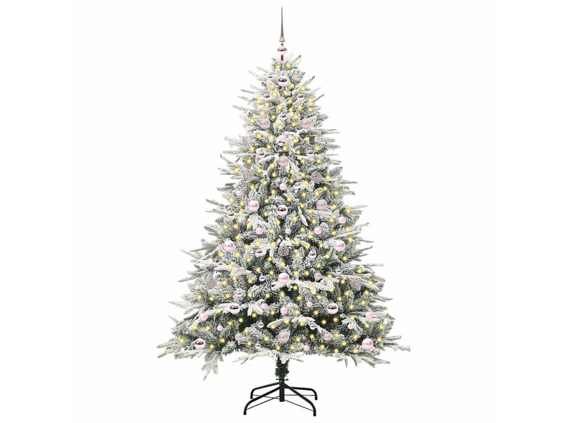  Sapin de noël - arbre de noël artificiel pré-éclairé avec ensemble de boules  - Conforama C