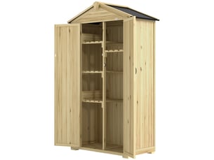 Armoire de jardin en bois 3 portes 4 étagères naturel 93 x 53 x 168 cm