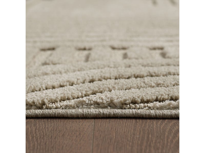 Tapis rond à relief lena beige 160x160cm ART1601601121BEIGE - Conforama D