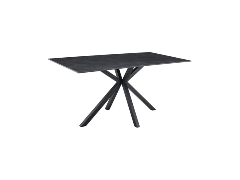  Table de salle à manger solara 160 cm en céramique gris anthracite avec pied étoile noir – 6 places  - Conforama A