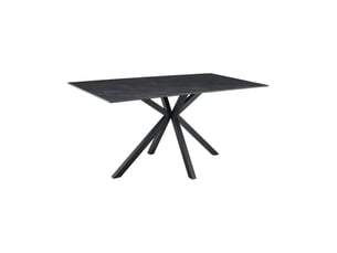 Table de salle à manger solara 160 cm en céramique gris anthracite avec pied étoile noir – 6 places
