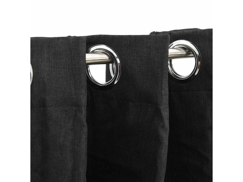  Lot de 2 rideaux occultants, rideaux black-out aspect de lin anthracite 140x175 cm cf44503  - Conforama C