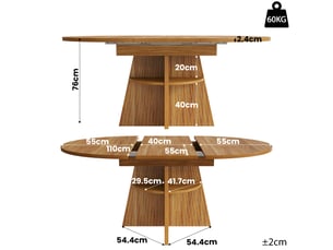 Marron foncé table à manger extensible avec rangement, design moderne, structure fonctionnelle pour cuisine et salle à manger