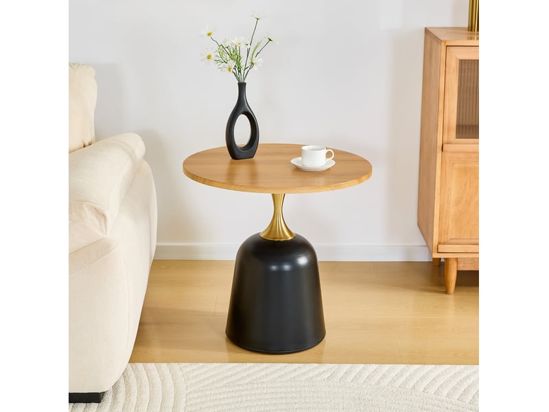  Table d'appoint ronde ø 60 cm en mélaminé avec structure en métal effet bois chicfurn  - Conforama B