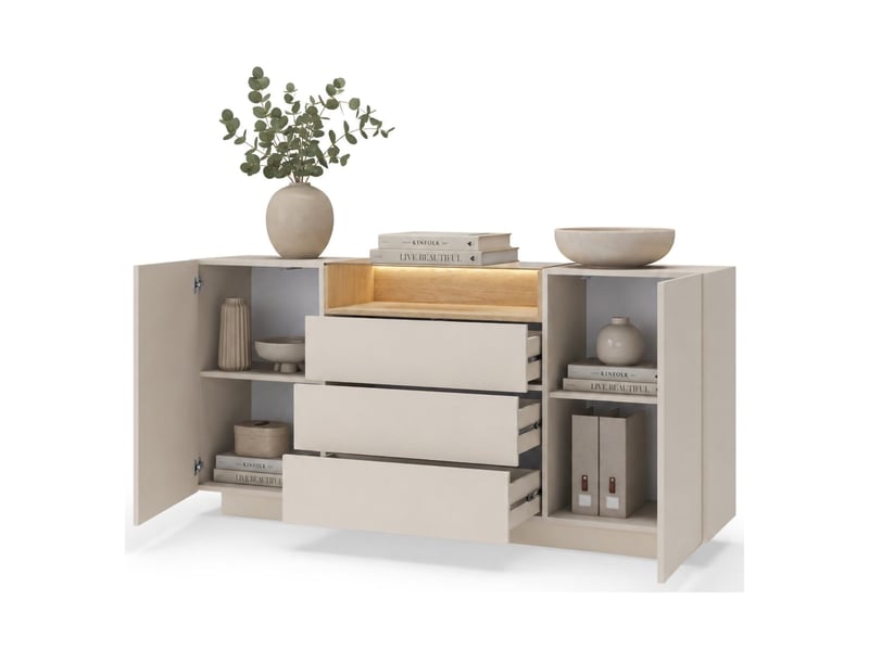  Buffet haleli, enfilade 3 tiroirs, 176x40x83h cm beige Haleli - Conforama A