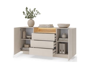 Buffet 2 porte(s) 3 tiroir(s) DMORA Haleli - 176 cm coloris beige