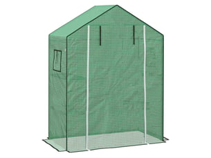 Film de rechange pour serre 140x73x190 cm – vert – pe renforcé, porte enroulable et fenêtres en maille