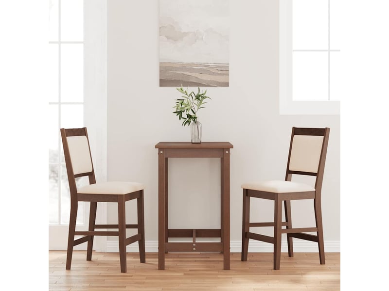  Lot de 2 tabouret de bar avec coussins en bois massif marron et caoutchouc shl3991  - Conforama B