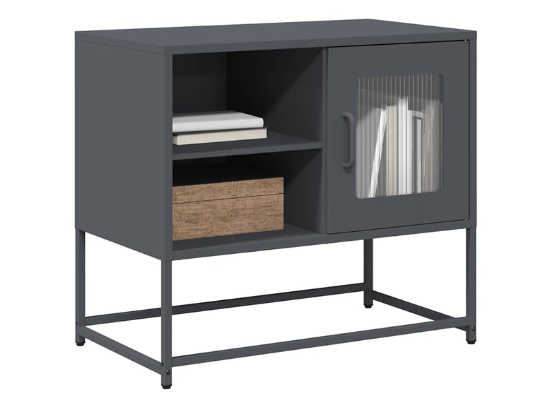  Meuble tv - banc tv - meuble de rangement anthracite 68x39x60,5 cm acier  - Conforama B