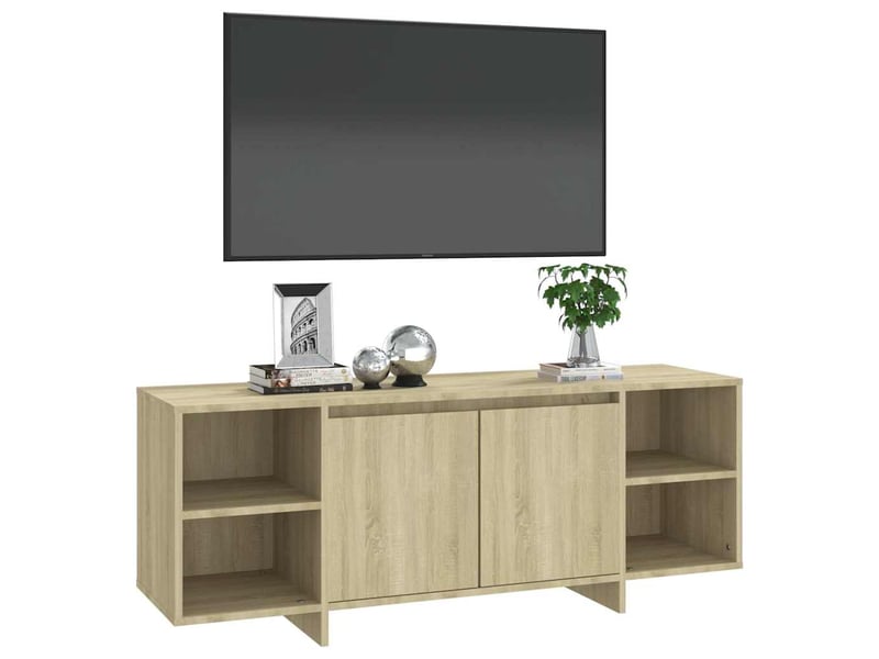  Meuble tv - banc tv - meuble de rangement chêne sonoma 130x35x50 cm bois d'ingénierie  - Conforama D