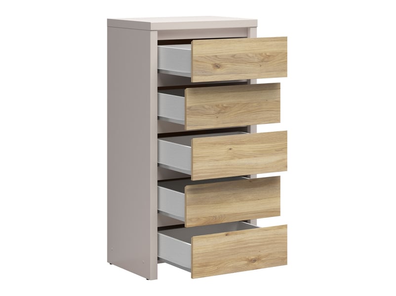  Chiffonnier 5 tiroirs meuble de rangement coloris cachemirechêne mauvella - longueur 56 x profondeur 40,5 x hauteur 112,5 cm  - Conforama C