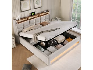 Lit coffre 180x200 cm    coloris beige