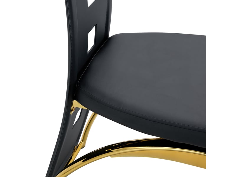  Lot de 6 chaises de salle à manger 43x49x102,5 cm dossier ajouré métal polyuréthane (pu) noir et doré  - Conforama D