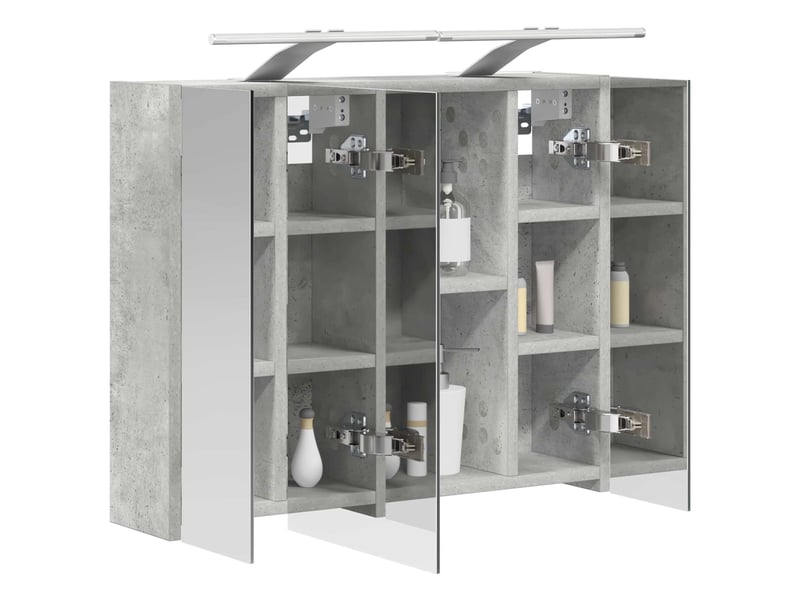  Amoire de salle de bain, meuble de salle de bain avec miroir gris béton shl9957  - Conforama C