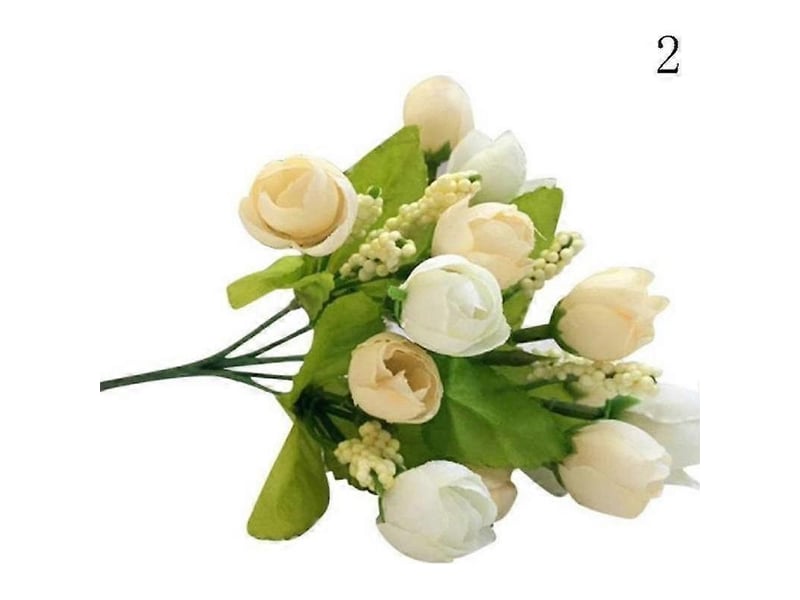  Fleurs artificielles pour décoration de fête, roses, 15 têtes, faux boutons de roses thé en soie, fleurs uniquesrose  - Conforama B