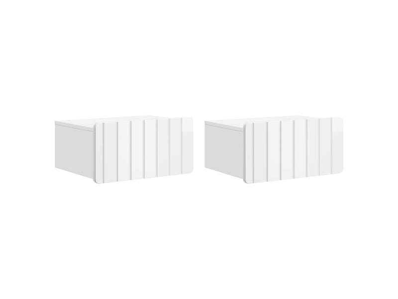  Table de chevet - cabinet de chevet - table de nuit mural 2 pc blanc brillant 49 x 34,5 x 24 cm  - Conforama A