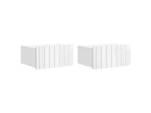 Table de chevet - cabinet de chevet - table de nuit mural 2 pc blanc brillant 49 x 34,5 x 24 cm