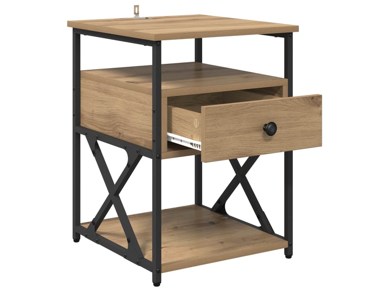 Table de chevet - cabinet de chevet - table de nuit chêne artisanal 40 x 42 x 55 cm  - Conforama D