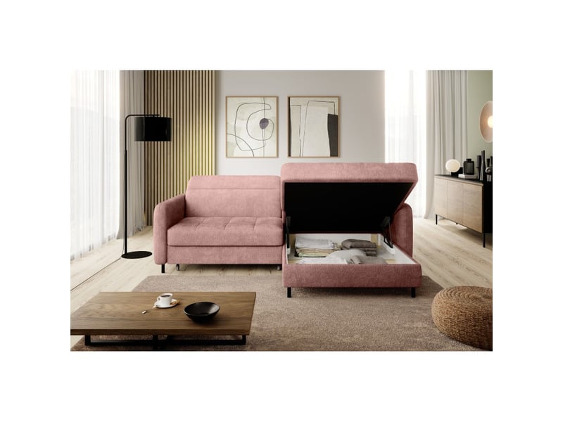  Canapé d'angle collection goumsi coloris rose poudré  - Conforama D