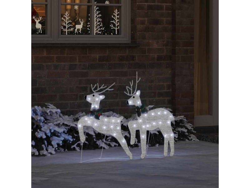 Lot de 2 rennes led, éclairage de noël, décoration de noël blanc froid 45 x 19 x 65 cm tissu cf62077 - Conforama C