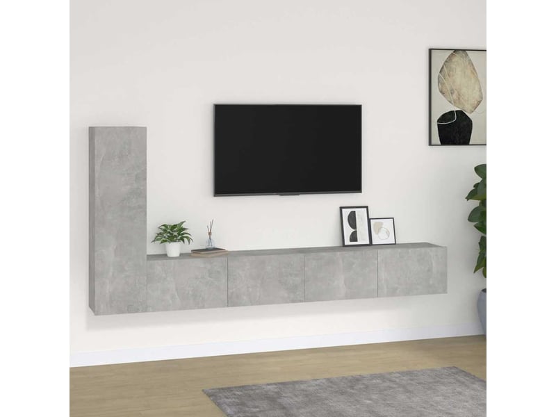 Ensemble de meubles tv - banc tv - meuble de rangement 3 pcs gris béton bois d'ingénierie  - Conforama B