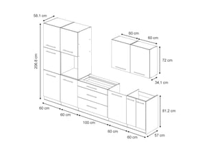 Vicco cuisine, chêne de force doréchêne de force doré, 340cm sans pt