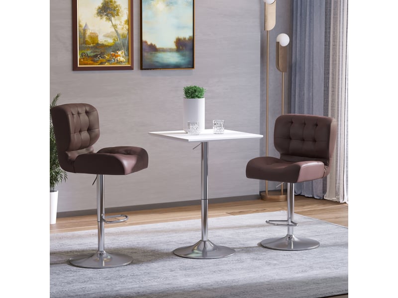  Table de bar, table de bistrot, table de pub, table carrée réglable en hauteur, table en acier, blanche, 60 x 60 x 69-92 cm  - Conforama D