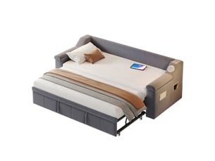 Canapé d'angle réversible convertible 2 places Velours Gris