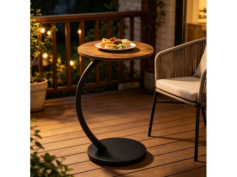  Table d'appoint en c 40x40x65 cm mdf métal noir et vintage  - Conforama B