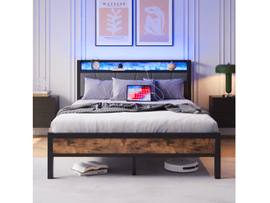 Lit simple 120x190cm   216.6x121.2x98.3cm coloris marron