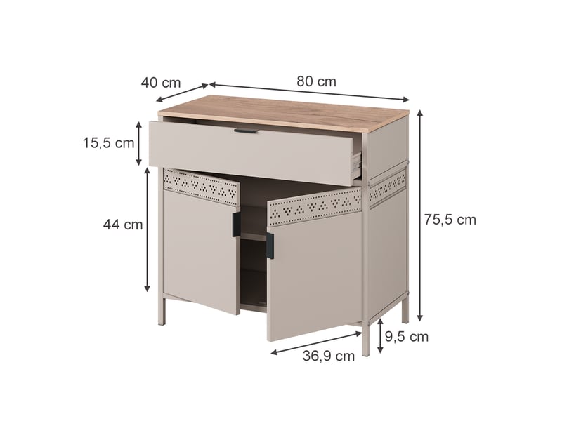  Vicco commode, grègechêne doré, 80x75.5cm  - Conforama B