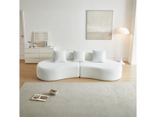 Canapé d'angle compressé droit fixe <strong>STILVORA</strong> <strong></strong> 3 places Velours Blanc