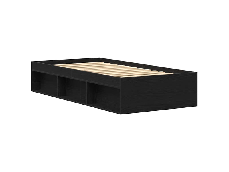  Lit simple- lit adulte -  cadre de lit sans matelas en chêne noir 100x200 cm bois d'ingénierie  - Conforama C