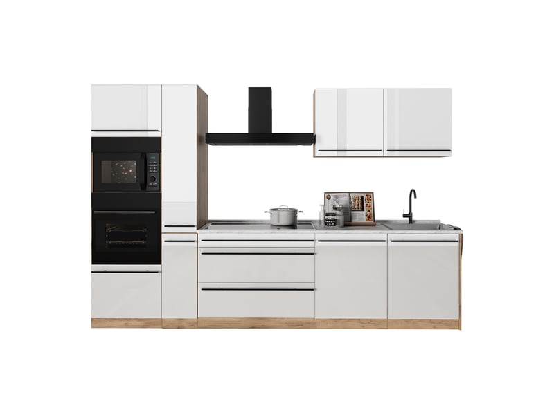  Vicco cuisine, blanc haute brillancechêne doré, 310cm sans plan de travail  - Conforama E