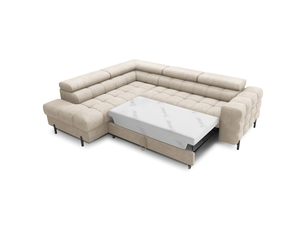 Canapé ferrum beige convertible 5 places angle gauche rangement intégré 276x93x200cm