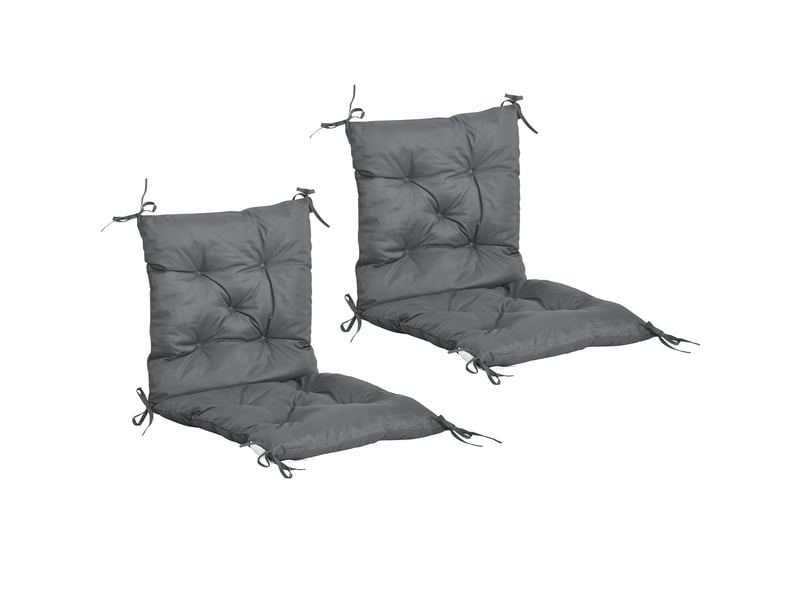  Lot de 2 coussins de chaise d'extérieur, galette de chaise avec attaches, coussins de jardin pour terrasse ou balcon, 98 x 50 x 8 cm, gris  - Conforama A