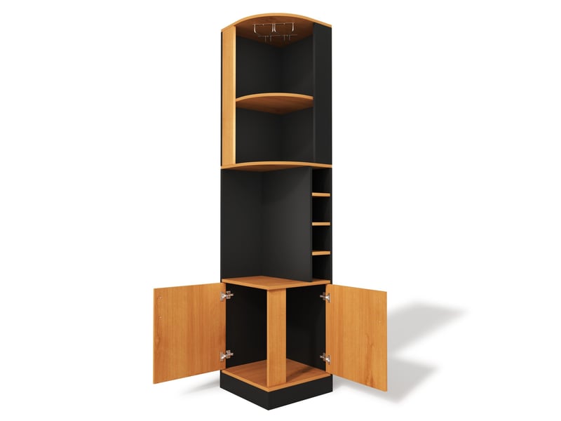 Buffet de cuisine d’angle 40x40x182 cm avec porte-verres et rangement noir - Conforama D
